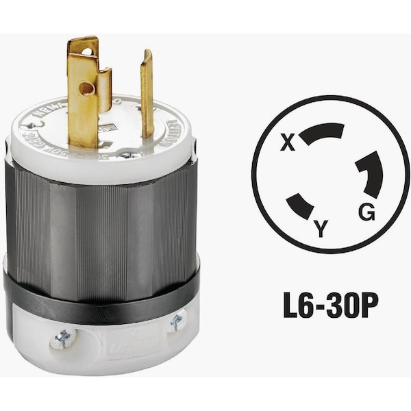 30A 250V 3-Wire 2-Pole Industrial Grade Locking Cord Plug